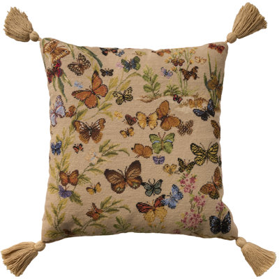 Mina Victory Vintage Pillow Butterflies 18" x 18" Indoor Throw Pillow