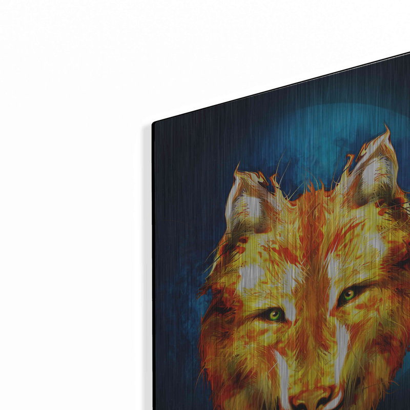 «Lone Wolf» par Michael Stewart sur métal, H 16 po x l 12 po
