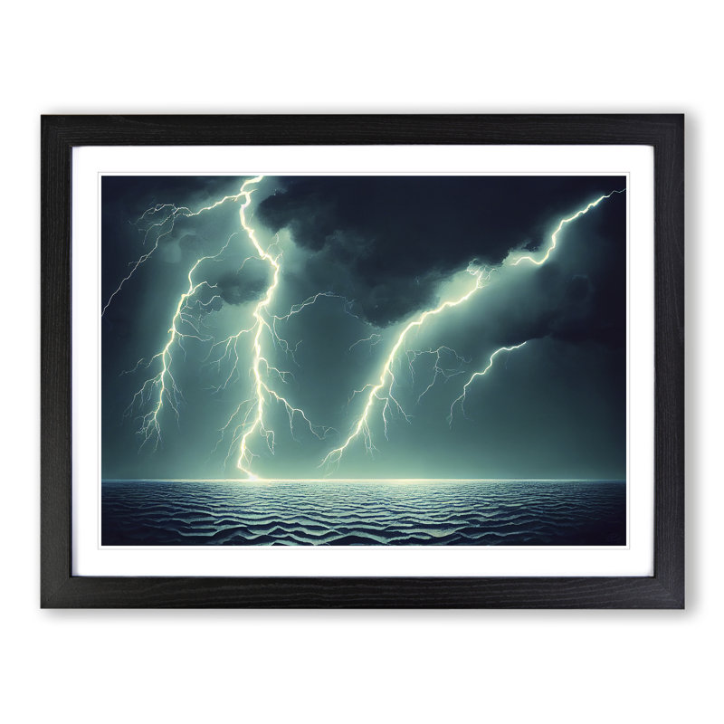 Excellent Lightning Storm Vol.2 - Single Picture Frame Print, Black, 25cm H x 34cm W x 2cm D