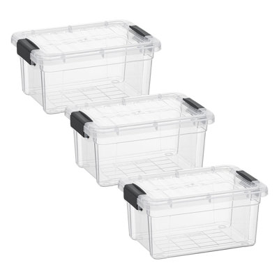 Bacs de rangement Superio avec couvercles, boîtes transparentes de 1,85 pte pour l'organisation, contenants en plastique empilables - sans BPA, non toxiques, sans odeur, organisateur pour la maison, le bureau, le dortoir, paquet de 3