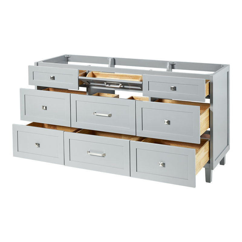 Ariel Monreau 66 Inch Single Sink Base Cabinet, Gray