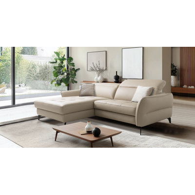 Manchester Leather Corner Sofabed with Adjustable Headrests and Storage