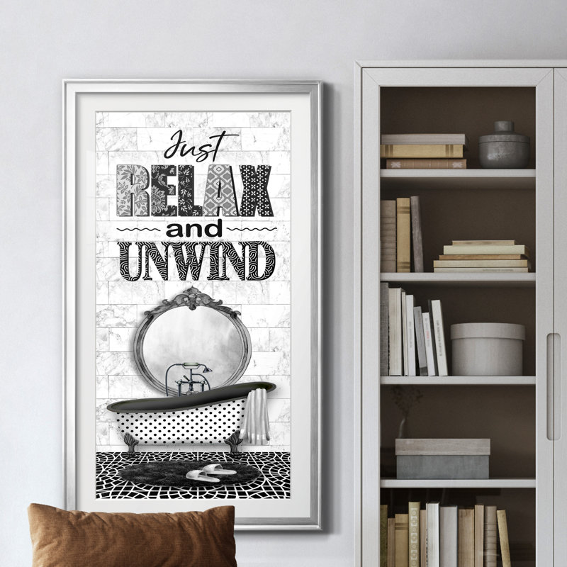 Just Relax - Art textuel avec cadre photo, Argent, H 10,5 po x l 18,5 po x P 1,5 po