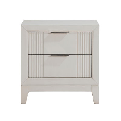 Table de chevet 1Pc avec 2 tiroirs, finition blanche antique