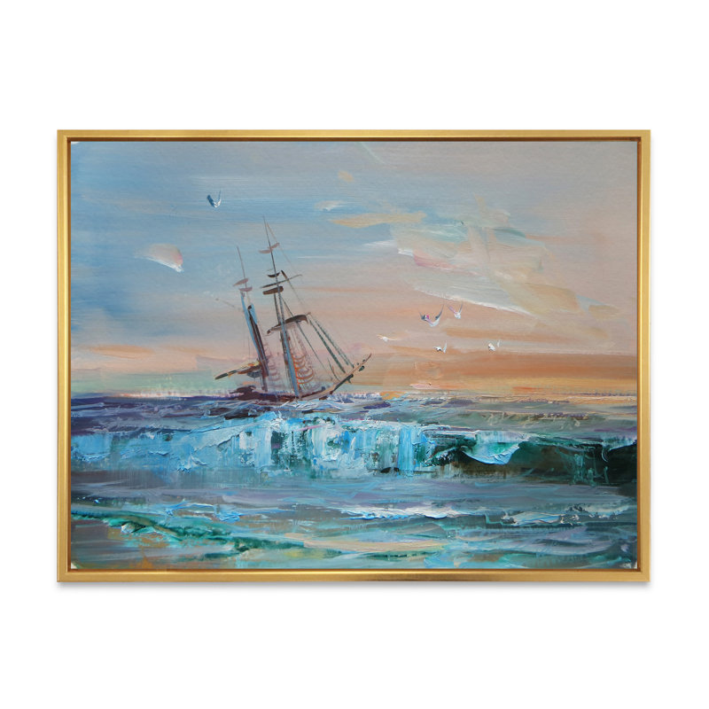 Vieux voilier colonial en tempête - décoration murale nautique et côtière en toile, H 8 po x l 12 po x P 1 po
