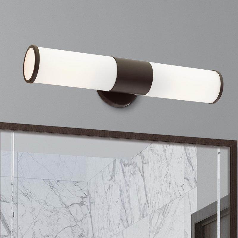 Bronze Opal Glass 2-Light Outdoor Vanity Sconce