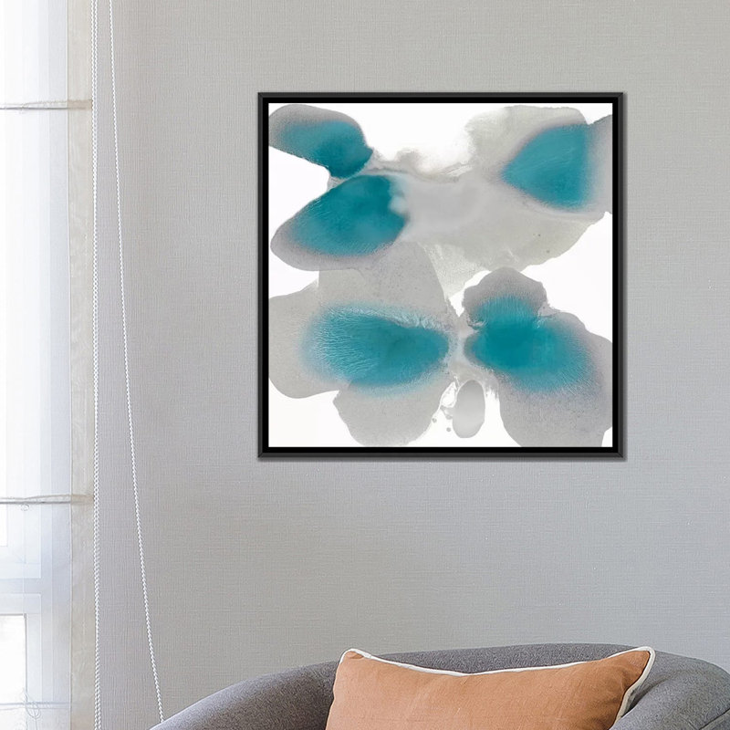 «Instinctive Aqua», reproduction d'art sur toile, H 18 po x l 18 po x P 1,5 po, Toile avec cadre flottant noir, Pas de tapis