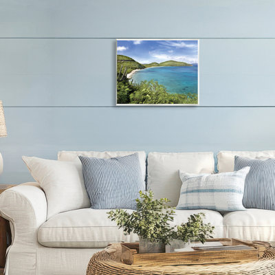 Plaque murale de paysage caribéen surplombant un paysage, design par Seven Trees Design