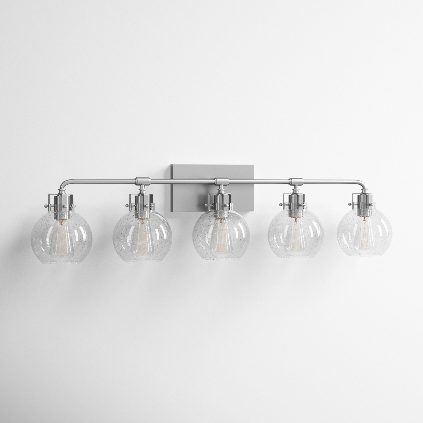 Byrne 5 Light Seeded Dimmable Vanity Light, Satin Nickel