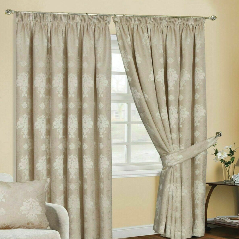 Aadvik Cotton Blend Blackout Curtain Pair, Beige, 228 W x 228 D cm