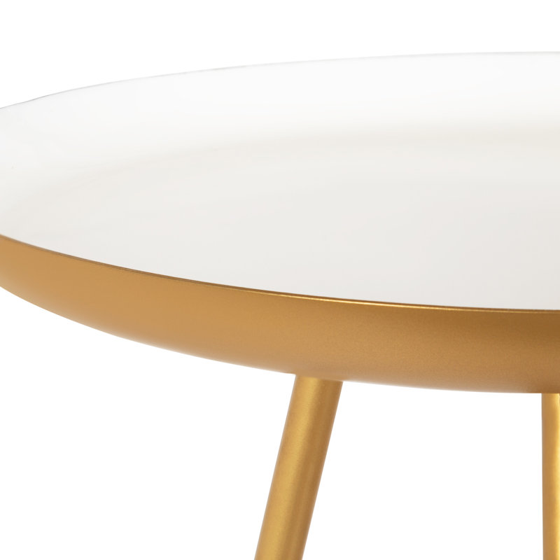 Table de bout à 3 pieds Philo, Blanc / or