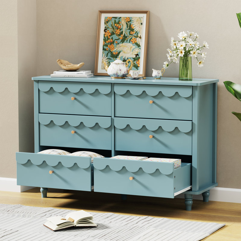 Commode lacée 6 tiroirs Dorlan, Bleu