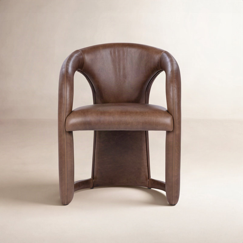 Chaise en cuir véritable Archie, Brun