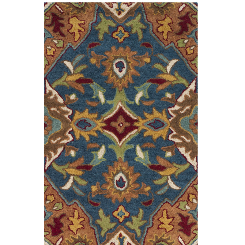 Tapis brun / bleu en laine touffeté à la main Cranmore, Tapis de couloir 2 pi 3 po x 8 pi