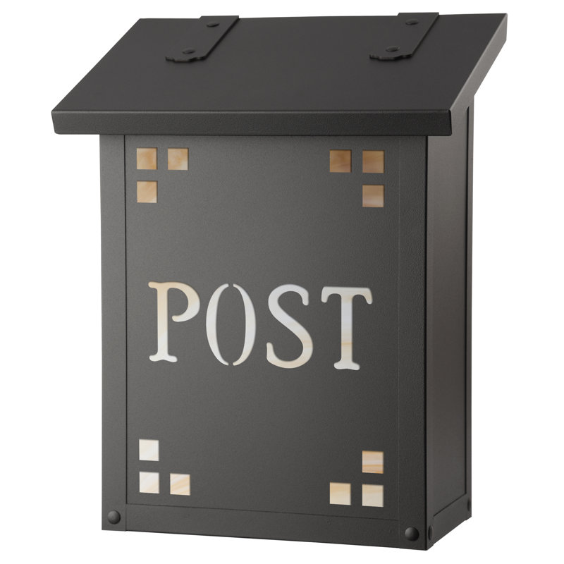 Pasadena Brass Wall Mounted Mailbox, Honey, Textured Black