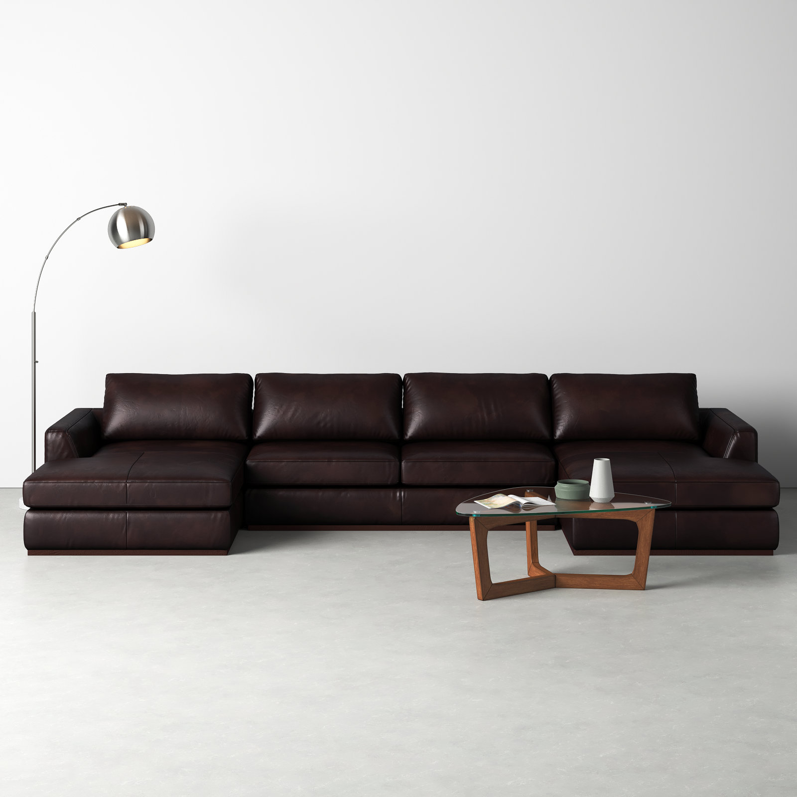 Berger Modular Upholstered Chaise U-Sectional, Heirloom Cigar/Genuine Leather
