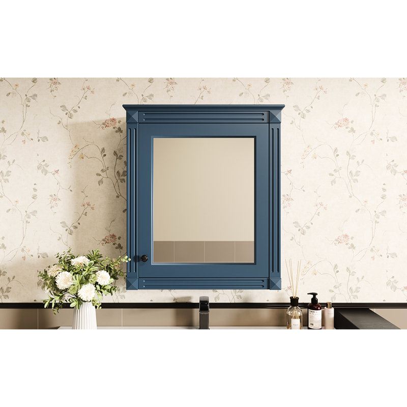 Armoire de salle de bain à miroir murale, matériau 24 po x 27 po, rangement peu encombrant, Blanc