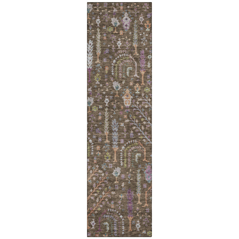 Tapis brun intérieur / extérieur lavable à la machine Cicel ACN1152, Tapis de couloir 2 pi 3 po x 7 pi 6 po
