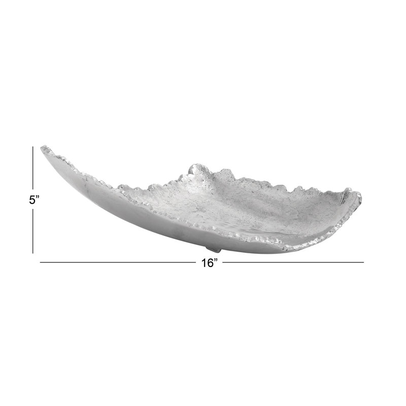 CosmoLiving 16" Silver Aluminum Live Edge Decorative Tray