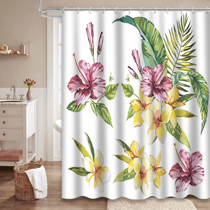 Rideau de douche imperméable Watercolor Leaf Botanical Tropic, L 72 po x l 84 po