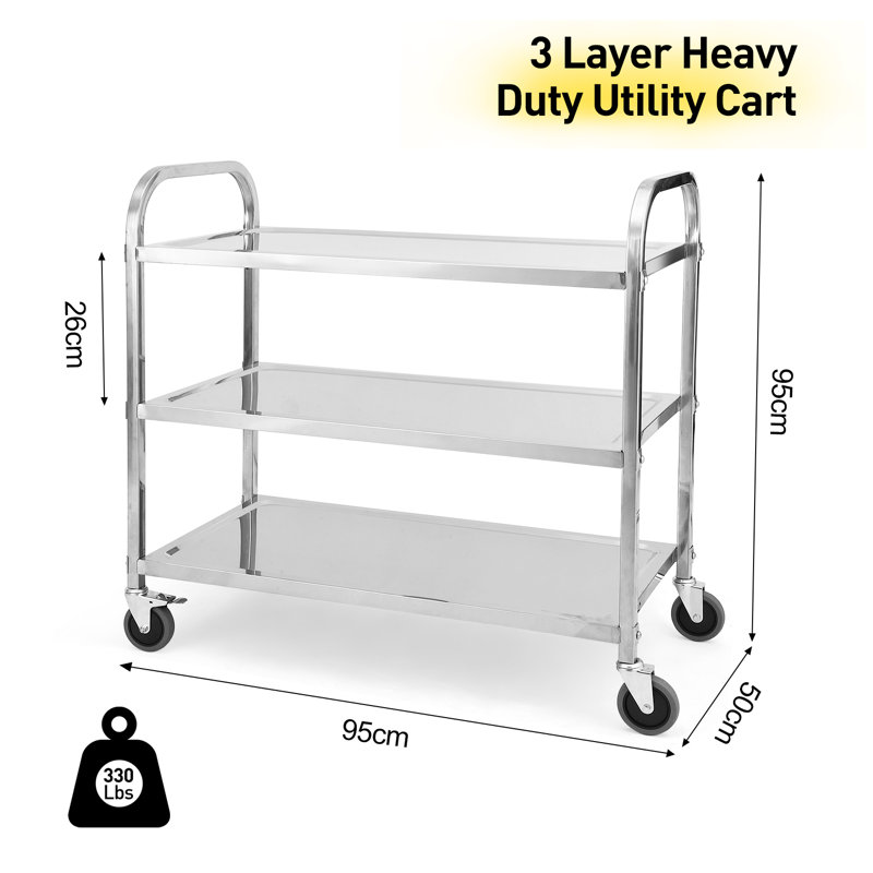 Utility Cart with Wheels, 37.4" H x 37.4" W x 19.7" D