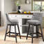  Tabouret de comptoir pivotant en similicuir de 25,5 po avec structure en bois massif-374388663-374388661