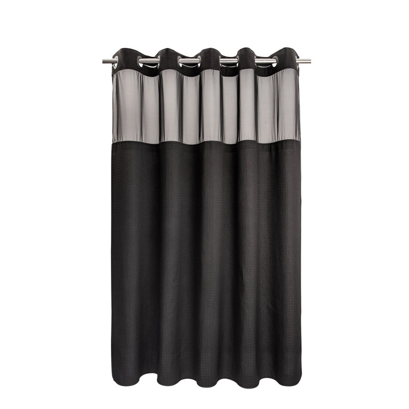 Rideau de douche Ramjani Waffle Weave, H 74 po x l 71 po, Noir