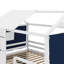 Lit superposé double en bois pleine grandeur, lit sur le thème de la maison avec fenêtres et tente, structure mezzanine basse avec barrière de sécurité-787900608-787900609