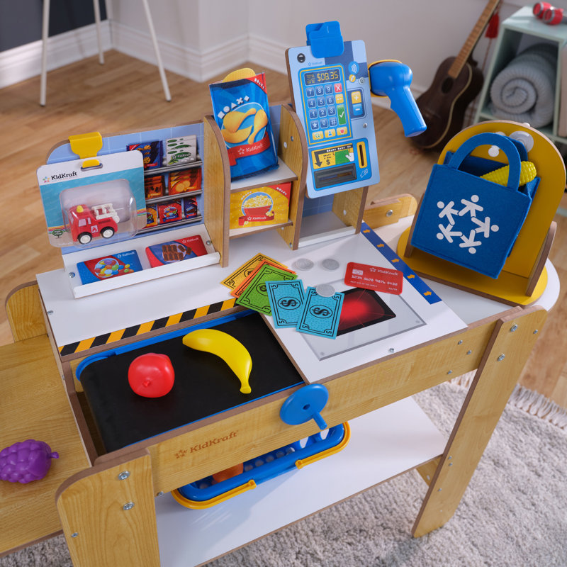 Grocery Store Self-Checkout Play Carts & Stands Set