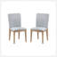 Ensemble de 2 chaises de salle à manger sans accoudoirs en lin gris et chêne 19 pouces Caspian avec coussins confortables et pieds en bois massif-611060218