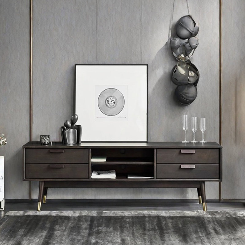 Meuble télé simple en bois massif, 70.86''