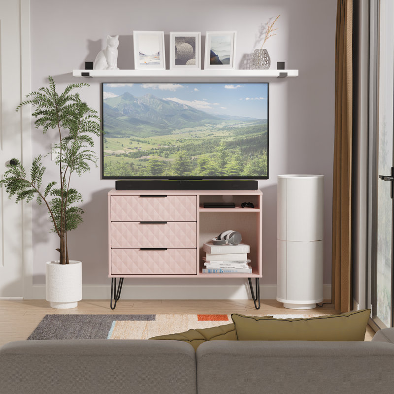 Tarkio 3 Drawer TV Unit, Pink