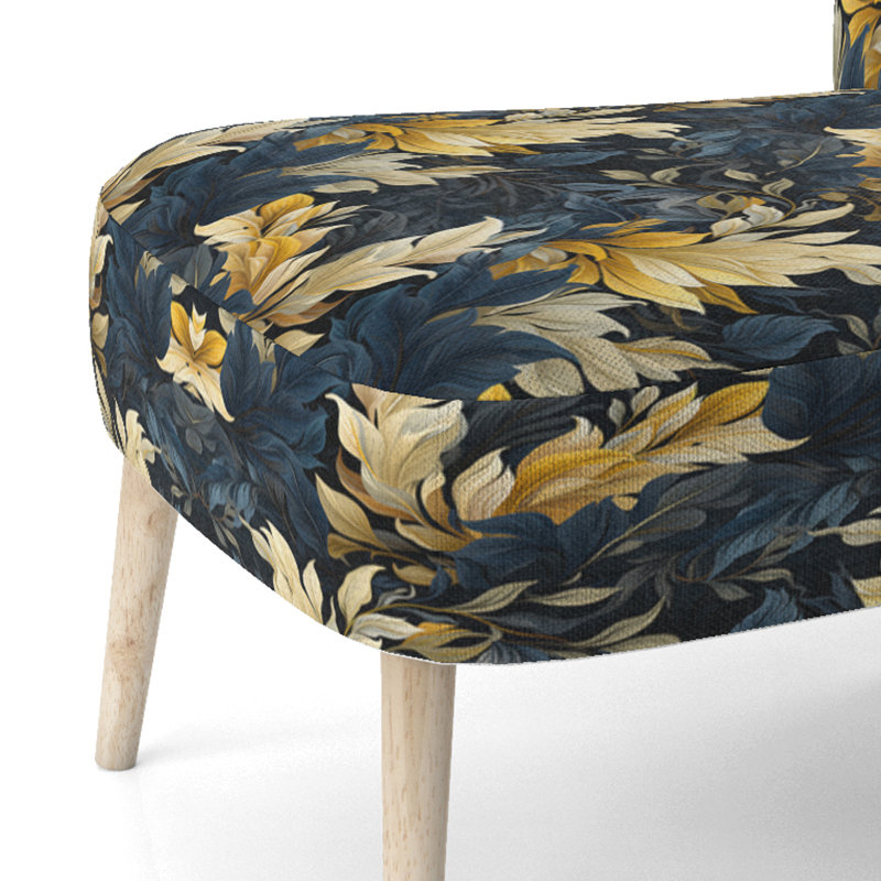 Chaise d'appoint jaune et bleue à motif de plantes tropicales