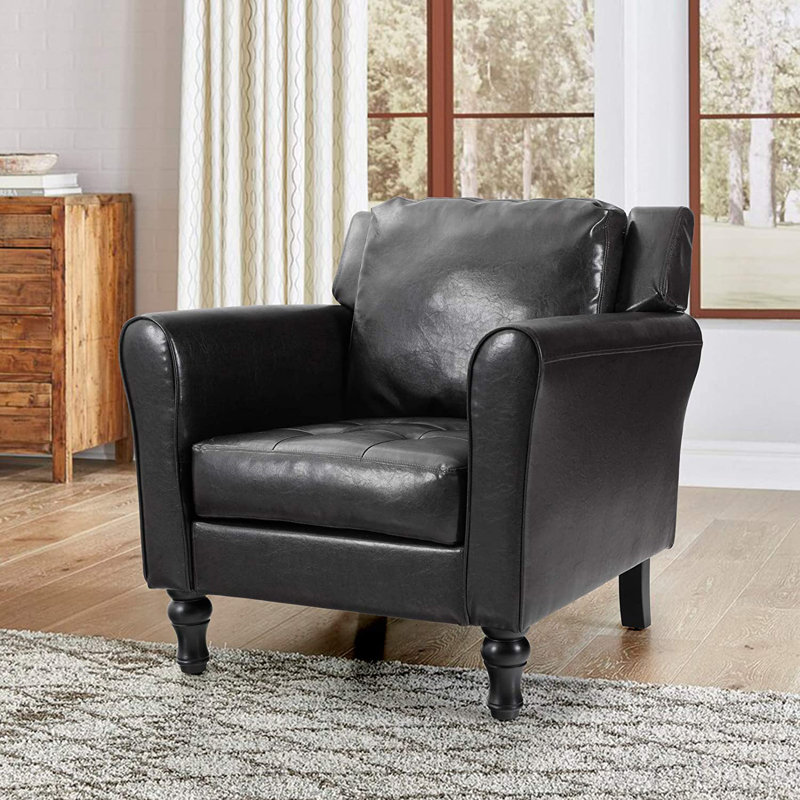 Fauteuil club W 31,5 po Wigfall, Similicuir brun