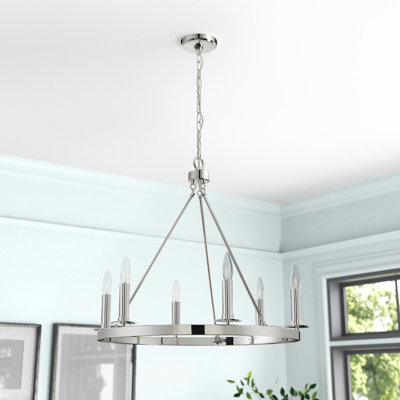 Lustre 6 lumières en nickel poli