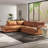 Leather 2-Piece Bumper Chaise Sectional Sofa, Cognac-108988471