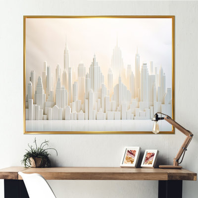 Pearl Peaks Skycraper Skyline I - Skyscrapers Framed Canvas Print