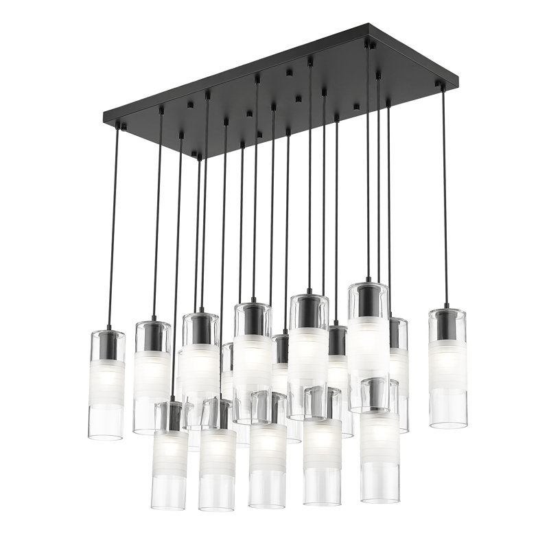 Preisler 17 - Light Steel Dimmable Kitchen Island Linear Chandelier, Matte Black