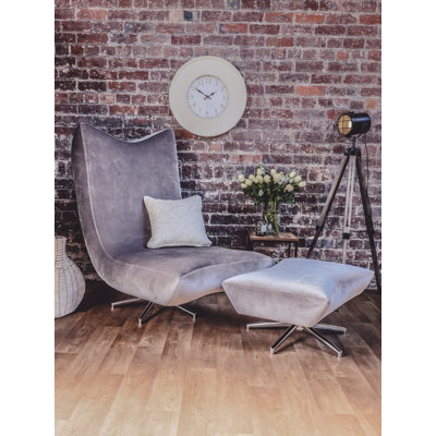 Elicia Velvet Armchair With Footstool