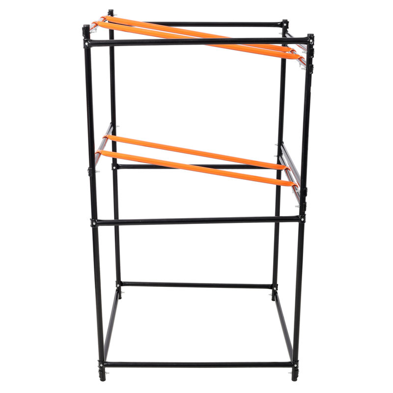 Steel Lawn Mower Storage Rack for 3 Units, 330 lb Capacity, Black and Orange