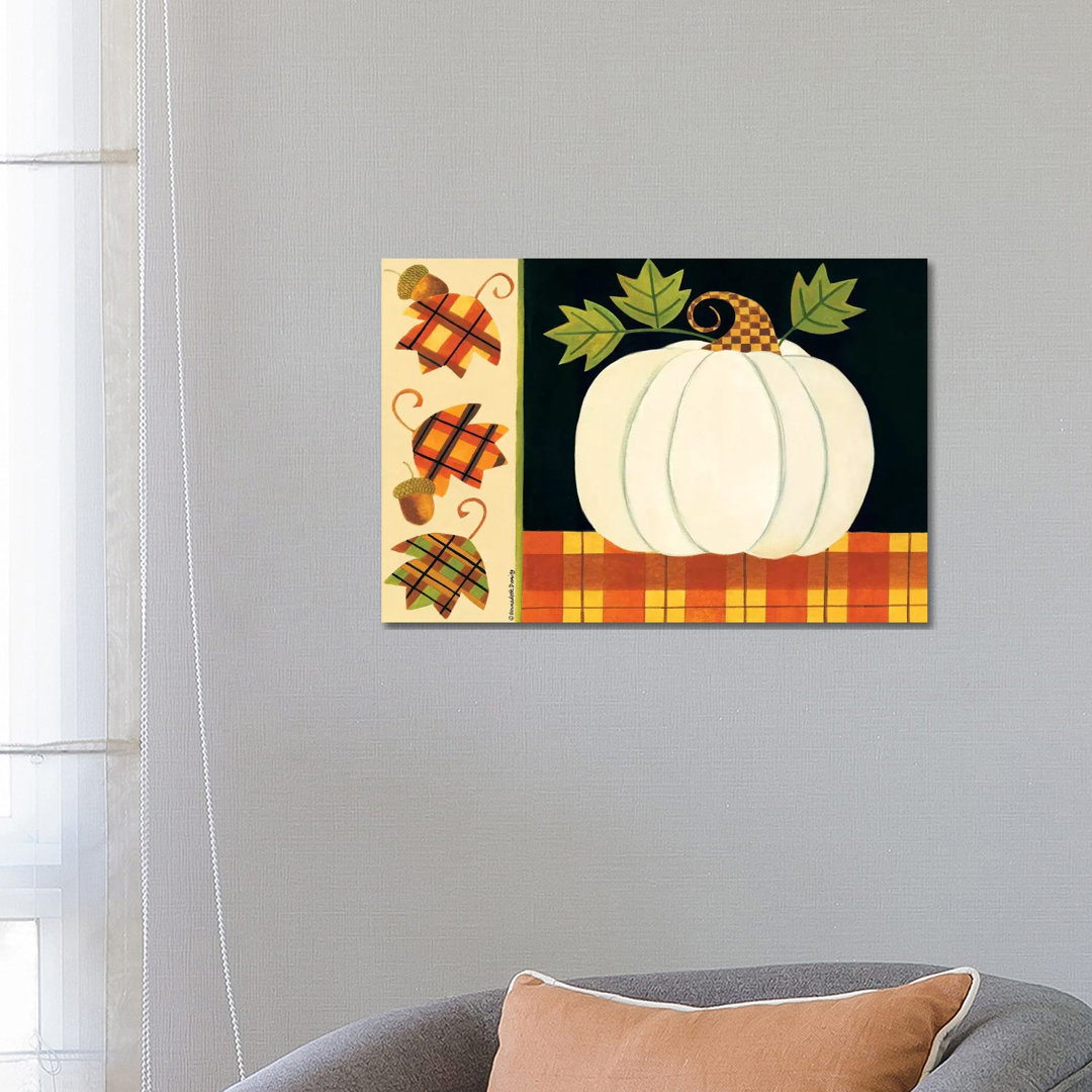 White Pumpkin, Leaves And Acorns by Bernadette Deming - Wrapped Canvas Gallery-Wrapped Canvas GiclÃ©e