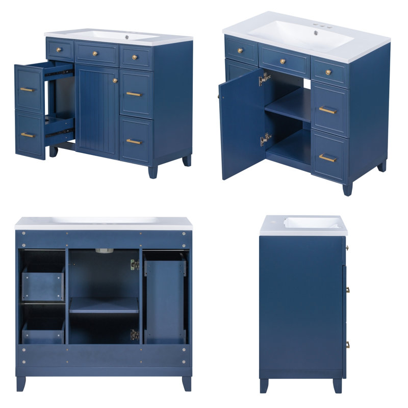 Meuble-lavabo simple avec plateau 36,02 Tornell, Bleu marine