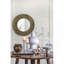 Miroir d'appoint rond doré et noir avec texture tissée