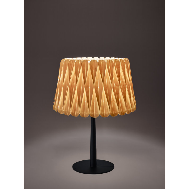 Lola Table Lamp, Natural Beech, Matte Black, 20.9" H x 15.4" W x 15.4" D