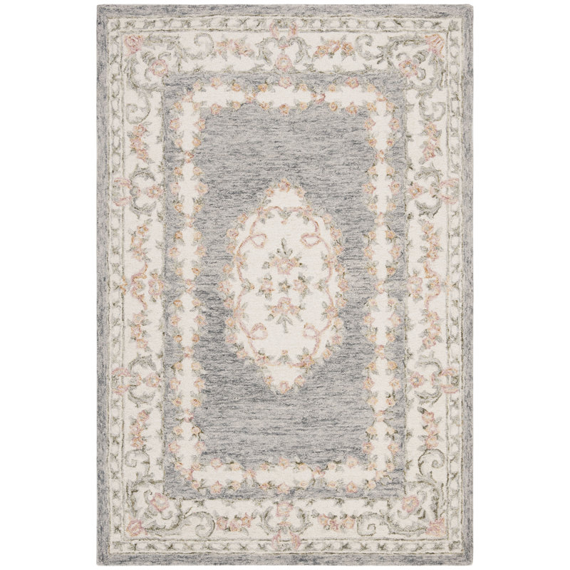 Evelina Hand Tufted Wool Oriental Rug, Rectangle 4' x 6'