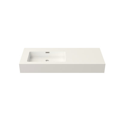 Stone Resin Solid Surface Matte White Vanity Basin Sink For Bathroom Use, 47.99 In Product Depth, 19.28 Width, 5.93 Height, 47.35 Lb Weight, Adaptable To Different Designs And Spaces, Scratch -