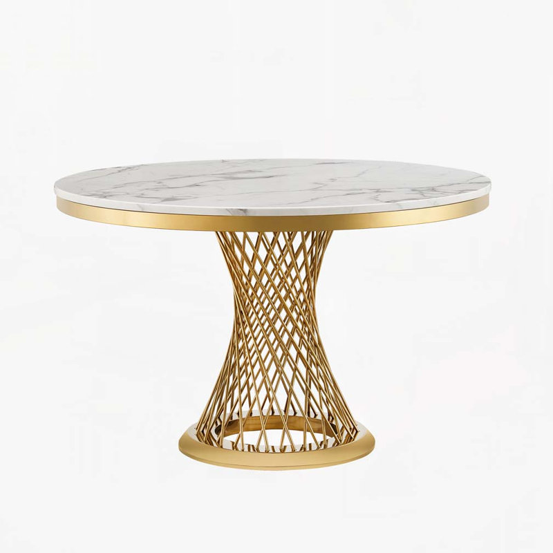 47" Round Dining Table, Gold