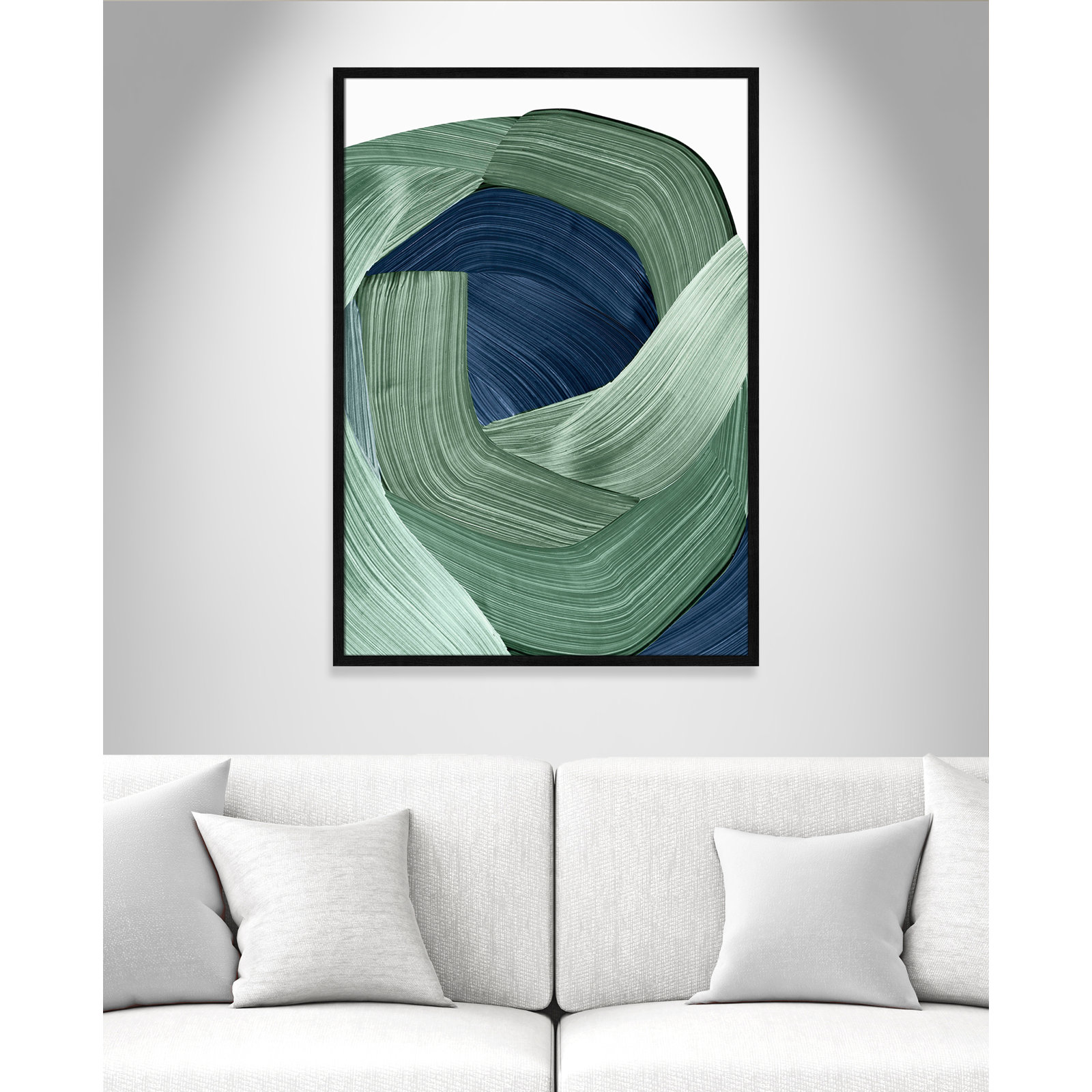 Inga "Harmonious Green II" Painting, Black, 41.5" H x 29.5" W x 0.75" D