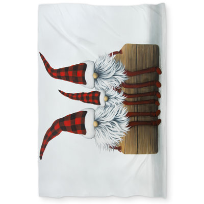 Three Christmas Gnomes Farmhouse White Duvet Cover | Home Decor