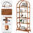 5-Tier Modern Brown Arched Open Bookshelf